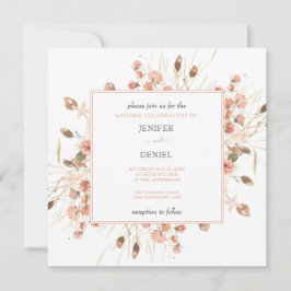 Boho Dried Watercolor Floral Wedding Kaart