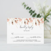 Boho Dried Watercolor Floral Wedding RSVP Kaartje (Staand voorkant)