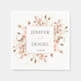 Boho Dried Watercolor Floral Wedding Servet
