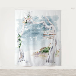 Boho Driftwood Arch Achtergrond Wandkleed