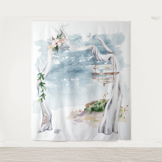 Boho Driftwood Arch Achtergrond Wandkleed (Voorkant)