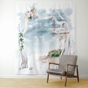 Boho Driftwood Boog Achtergrond Wandkleed