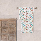 Boho drijvende veren patroon monogram bad handdoek