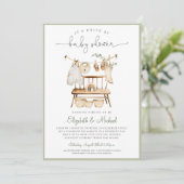 Boho Drive bij Eucalyptus Green Neutral Baby showe Kaart (Staand voorkant)