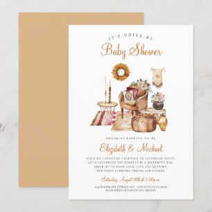 Boho Drive bij Terracotta Neutraal Baby shower Kaart