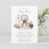 Boho drive van Green Eucalyptus Baby shower Invita Kaart (Staand voorkant)