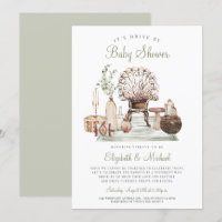 Boho drive van Green Eucalyptus Baby shower Invita