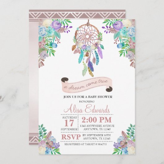 Boho Drocatcher Baby shower Uitnodiging (Voorkant / Achterkant)