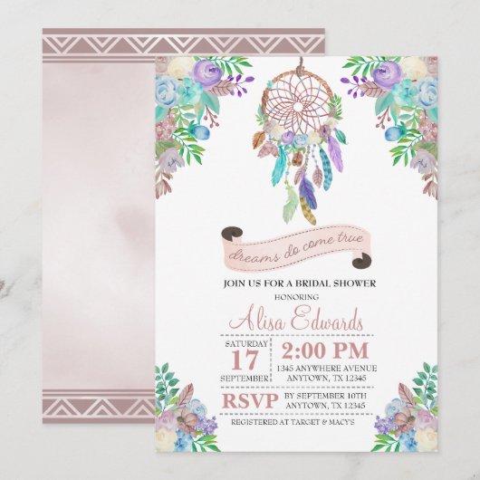 Boho Drocatcher Bridal Shower Uitnodiging (Voorkant / Achterkant)