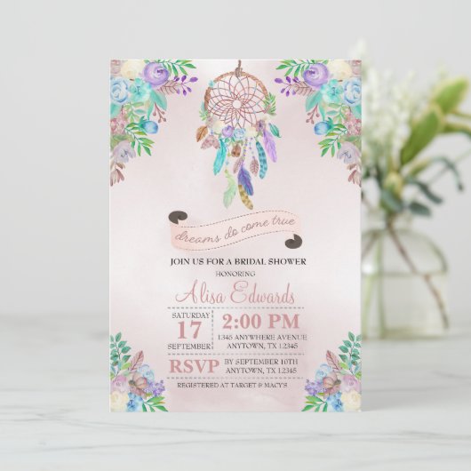 Boho Drocatcher Bridal Shower Uitnodiging (Staand voorkant)