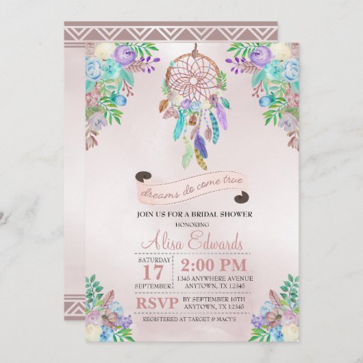 Boho Drocatcher Bridal Shower Uitnodiging (Voorkant / Achterkant)