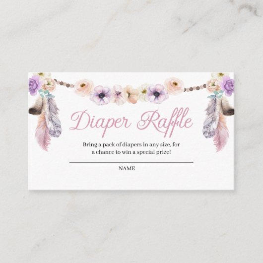 Boho Drocatcher Diaper Raffle Enclosure Card Informatiekaartje (Voorkant)