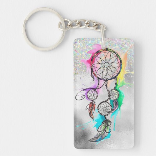 Boho Drocatcher Glitter AcrylSleutelhanger Sleutelhanger (Voorkant)