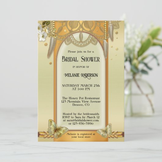 Boho Drocatcher Gold Bridal Shower Kaart (Staand voorkant)