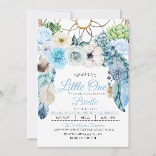 Boho Drocatcher Little One Birthday Invitation Kaart (Voorkant)