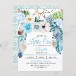 Boho Drocatcher Little One Birthday Invitation Kaart