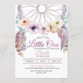 Boho Drocatcher Little One Birthday Invitation Kaart