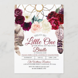 Boho Drocatcher Little One Birthday Invitation Kaart
