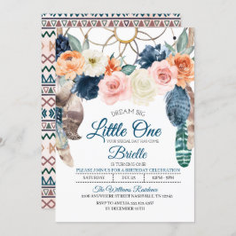 Boho Drocatcher Little One Birthday Invitation Kaart