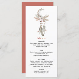 Boho Drocatcher Pampas Grass Feathers Floral Menu
