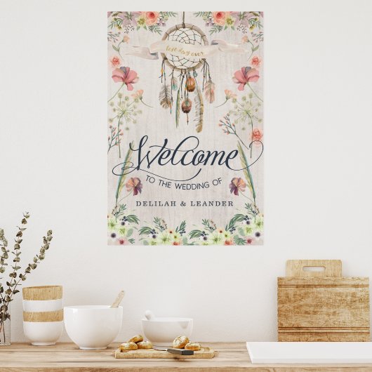 Boho Drocatcher Welkom bij de bruiloft van het tek Poster (Keuken)
