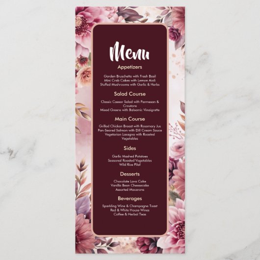Boho Dromen Bloemrijke Elegantie Huwelijksmenu Kaa Menu (Voorkant)