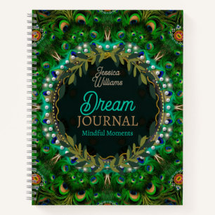 Boho Dromen Pauwenveren Groen Mandala Notitieboek