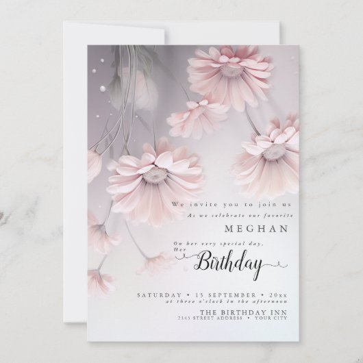 Boho Droom Roze Margrieten Verjaardag Kaart (Voorkant)