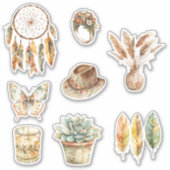 Boho Droomvanger Bloemen Vlinder Sticker (Voorkant)
