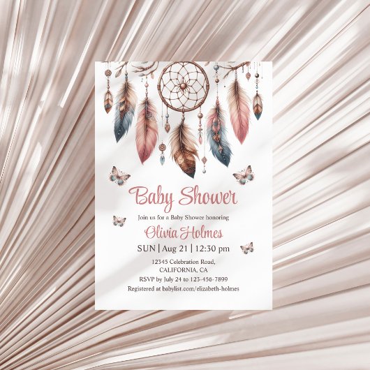 Boho Droomvanger met Vlinders Baby Shower Kaart