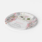 Boho Droomvanger Roze Grijze Veren Kristallen Papieren Bordje (Gekanteld)