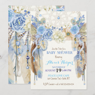 Boho droomvanger veren blauw ivoor bruin kaart