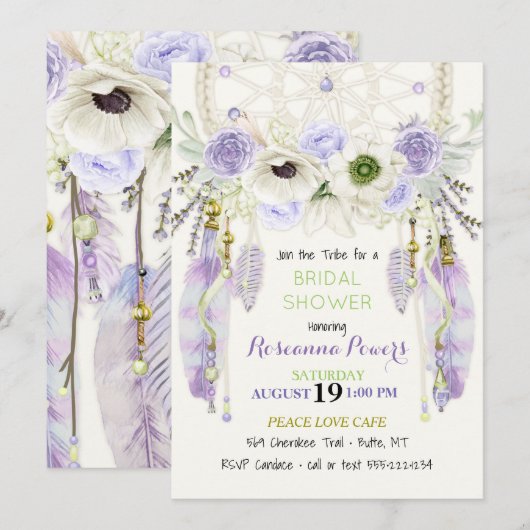 Boho Droomvanger Veren Lavendel Groen Kaart (Voorkant / Achterkant)