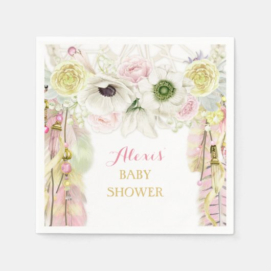 Boho Droomvanger Veren Roze Geel Servet (Voorkant)