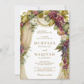  Boho druiven boog QR code moslim bruiloft Kaart (Voorkant)