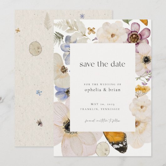 Boho drukte de Droge Vloer sparen de Datum Kaart (Voorkant / Achterkant)