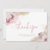 Boho Dry Botanische Rozen Flat Hartelijk dank Bedankkaart (Voorkant)