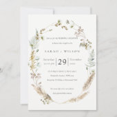 Boho Dry Palm Pampas Grass Floral Wedding Invite Bedankkaart (Voorkant)