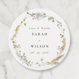 Boho Dry Palm Pampas Grass Floral Wreath Wedding Bedankjes Labels