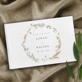 Boho Dry Palm Pampas Grass Floral Wreath Wedding Gastenboek