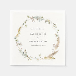 Boho Dry Palm Pampas Grass Floral Wreath Wedding Servet