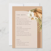 Boho Dry Palm Rust Floral Arch Wedding Menu Kaart (Voorkant)