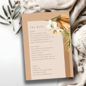 Boho Dry Palm Rust Floral Arch Wedding Menu Kaart