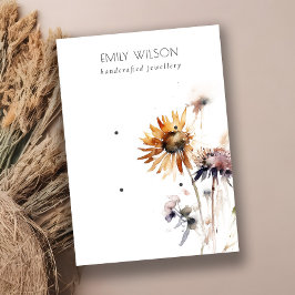 Boho Dry Wildflower Waterverf 2 Oorbel Display Visitekaartje