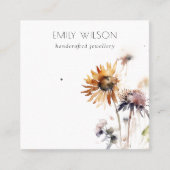 Boho Dry Wildflower Waterverf Oorbel Display Vierkante Visitekaartje (Voorkant)