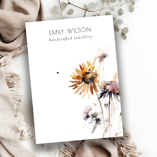 Boho Dry Wildflower Waterverf Oorbel Display Visitekaartje