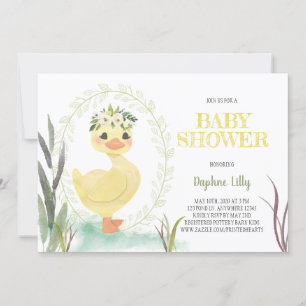 ​Boho Duckling Baby shower Invitation Sage Geel Kaart