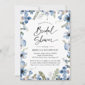 Boho Dusky Blue Florals Botanisch Vrijgezellenfees Kaart (Voorkant)