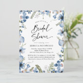 Boho Dusky Blue Florals Botanisch Vrijgezellenfees Kaart (Staand voorkant)
