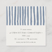 Boho Dusky Blue Watercolor Hand Drawn Strips Vierkante Visitekaartje (Achterkant)